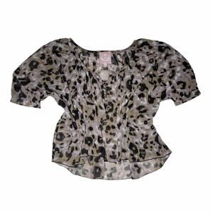 Romeo & Juliet Leopard Print Blouse Size Small Button Front Sheer Flowy Top